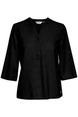 OXMO OXAnea Damen 3/4-Arm Bluse aus Leinenmix, Größe:38, Farbe:Black (194007) von OXMO