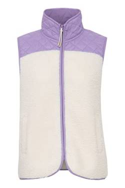 OXMO OXBetty Damen Weste Fleece Outdoor Weste hochwertiges Teddy Material Reißverschluss mit hochabschließendem Kragen Regular Fit, Größe:L, Farbe:Sunlit Allium Mix (201761) von OXMO