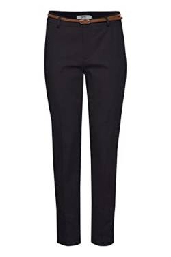 OXMO OXDaisy Pants Damen Hose Chinohose mit Kunstledergürtel Regular-Fit Baumwolle mit Stretch, Größe:34, Farbe:Black (194007) von OXMO