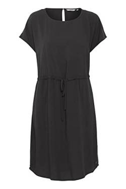 OXMO OXELVIRA Damen Freizeitkleid Kleid Viskose-Kleid mit runden Ausschnitt und tropfenverschluss hinten Bindegürtel an der Taille Regular Fit, Größe:36, Farbe:Black (200451) von OXMO