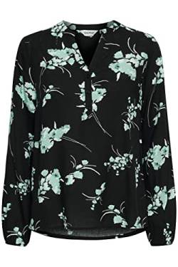 OXMO OXElvy Damen Bluse Langarm mit V-Ausschnitt, Größe:36, Farbe:Black Mix (201483) von OXMO