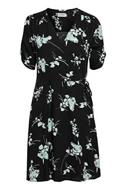 OXMO OXEmbla Damen Freizeitkleid Kleid Wickelkleid Minikleid mit kurzen Ärmeln und V-Ausschnitt, Größe:34, Farbe:Black Mix (201483) von OXMO