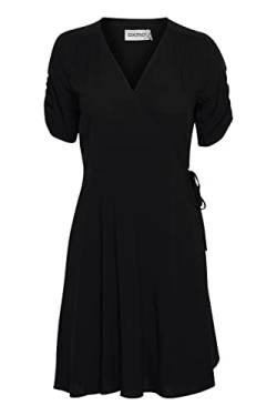 OXMO OXEmbla Damen Freizeitkleid Kleid Wickelkleid Minikleid mit kurzen Ärmeln und V-Ausschnitt, Größe:36, Farbe:Black (194007) von OXMO