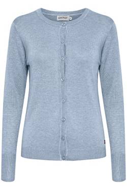 OXMO OXHlin Damen Strickjacke Feinstrick Cardigan Strickcardigan mit Rundhalsausschnitt, Größe:XXL, Farbe:Kentucky Blue Melange (1539151) von OXMO