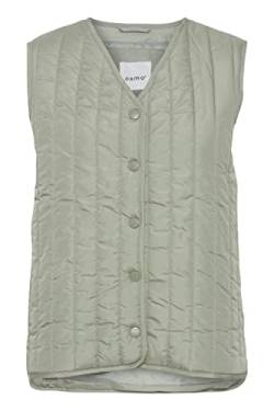 OXMO OXSadget Damen Weste Steppweste Outdoor Weste mit Druckknöpfen V-Ausschnitt Oversize Fit leicht gefüttert, Größe:L, Farbe:Seagrass (166008) von OXMO