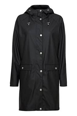 OXMO OXTanne Damen Windbreaker Übergangsjacke Regenjacke Wasserabweisende Jacke mit Knopfleiste Kapuze mit Kordelzug, Größe:L, Farbe:Black (194007) von OXMO