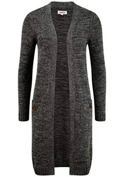 OXMO Philetta Damen Lange Strickjacke Grobstrick Cardigan Longstrickjacke, Größe:L, Farbe:Black (799000) von OXMO