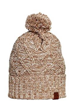 OXMO Pom Damen Wintermütze Beanie Mütze aus 100% Baumwolle Grobstrick, Größe:ONE, Farbe:Dune (795409) von OXMO