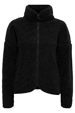 OXMO Tonje Sweatjacke Damen Jacke mit Teddyfutter außen kurz, Größe:L, Farbe:Black (194007) von OXMO