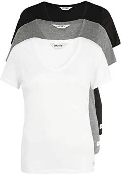 OXMO Vanni Damen T-Shirt Kurzarm Shirt 3er Pack, Größe:S, Farbe:3 (7999915) von OXMO