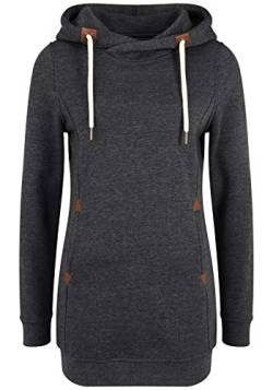 OXMO Vicky Hood Long Damen Kapuzenpullover Hoodie Pullover mit Kapuze, Größe:L, Farbe:DAR Grey M (798288) von OXMO