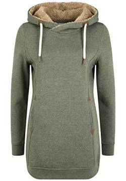 OXMO Vicky Pile Hood Long Damen Langer Kapuzenpullover Hoodie Pullover Mit Kapuze Und Teddy-Futter, Größe:M, Farbe:CLI IV PI (7987852) von OXMO