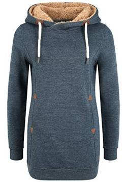 OXMO Vicky Pile Hood Long Damen Langer Kapuzenpullover Hoodie Pullover Mit Kapuze Und Teddy-Futter, Größe:M, Farbe:INS BLU M (7989912) von OXMO