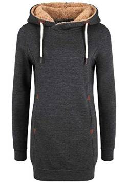 OXMO Vicky Pile Hood Long Damen Langer Kapuzenpullover Hoodie Pullover Mit Kapuze Und Teddy-Futter, Größe:XS, Farbe:D GRE PIL (7982882) von OXMO