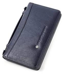 Geldbörsen Brieftasche, Kartenhalter, Herren-Leder-Geldbörsen, langer Stil, großes Fassungsvermögen, Münzfach, kann Kreditkarten-Wechselgeld aufbewahren, reißfest Mode ( Color : Blue , Size : 20x11cm von OXOAMP