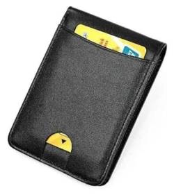 OXOAMP Geldbörsen Brieftasche, Kartenhalter, Unisex-Leder-Geldbörse, Identifikationsschild, Münzfach, for Karten, Kreditkarten, Geldbörsen, reißfest Mode (Color : Noir, Size : 7.7x11cm) von OXOAMP