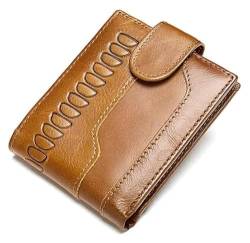 OXOAMP Geldbörsen Brieftasche Damen Leder Geldbörse Herren Vintage Krokodil Kurz Kartenhalter Mode Schlank Münzfach Klassisch Einfache Geldbörsen Mode (Color : Brown, Size : 11.2x9.2cm) von OXOAMP