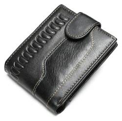 OXOAMP Geldbörsen Brieftasche Damen Leder Geldbörse Herren Vintage Krokodil Kurz Kartenhalter Mode Schlank Münzfach Klassisch Einfache Geldbörsen Mode (Color : Noir, Size : 11.2x9.2cm) von OXOAMP