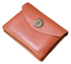 OXOAMP Geldbörsen Brieftasche Damen Ledergeldbörse Tragbarer schlanker Kartenhalter Einfache Geldbörsen mit Reißverschluss Damen-Münzfach Reißfest Mode (Color : Dark Brown-1) von OXOAMP