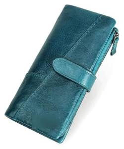 OXOAMP Geldbörsen Brieftasche Neue Damen-Leder-Geldbörse, Langer Stil, großes Fassungsvermögen, Kartenhalter, klassisches Münzfach, Unisex-Geldbörsen Mode (Color : Blue, Size : 9x19cm) von OXOAMP