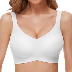 OXYIBRAS Drahtloser BH Damen Ohne Bügel V-Ausschnitt Bralette Damen BHS High Elastizität Und Ultrakomfortabler T Shirt Schlaf BH Mit ZusäTzlicher BH-VerläNgerung WT3XL von OXYIBRAS