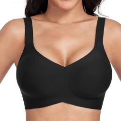 OXYIBRAS Drahtloser Minimizer BH Damen Ohne Bügel V-Ausschnitt Bralette Damen BHS High Elastizität Und Ultrakomfortabler T Shirt Schlaf BH Mit ZusäTzlicher BH-VerläNgerung BKL von OXYIBRAS