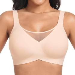 OXYIBRAS Modisch Mesh BH Damen Ohne Bügel Nahtloser BH Atmungsaktiv Bralette Damen Minimizer BHS T Shirt Schlaf BH Mit ZusäTzlicher BH-VerläNgerung BGL von OXYIBRAS