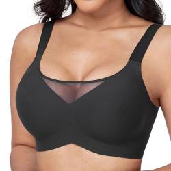 OXYIBRAS Modisch Mesh BH Damen Ohne Bügel Nahtloser BH Atmungsaktiv Bralette Damen Minimizer BHS T Shirt Schlaf BH Mit ZusäTzlicher BH-VerläNgerung BKM von OXYIBRAS