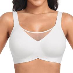 OXYIBRAS Modisch Mesh BH Damen Ohne Bügel Nahtloser BH Atmungsaktiv Bralette Damen Minimizer BHS T Shirt Schlaf BH Mit ZusäTzlicher BH-VerläNgerung WT3XL von OXYIBRAS