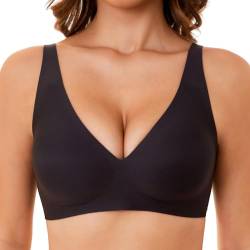 OXYIBRAS Modisch Tief V Minimizer BH Damen Ohne Bügel Weich Bralette Damen BHS Ultrakomfortabler T Shirt Schlaf BH Mit ZusäTzlicher BH-VerläNgerung BKXL von OXYIBRAS