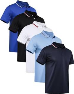OYGSieg Herren Golf Poloshirts, Königsblau/Schwarz/Weiß/Marineblau/Noon Blue (5er-Pack), L von OYGSieg
