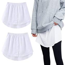 Damen Hemdverlängerungen mit Nicht abnehmbaren Knöpfen Mini Rock Extender und Blusen-Extender für perfekte Schichtungen in verschiedenen Größen und Längen(M,Weiß+Weiß) von OYIGELZ