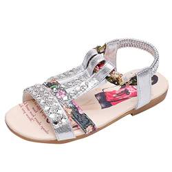 OYSOHE Kinder Sandalen,Baby Mädchen Perle Kristall Sandalen Römischen Sandalen Prinzessin Schuhe(Silber,34 CN/34 EU) von OYSOHE Damen