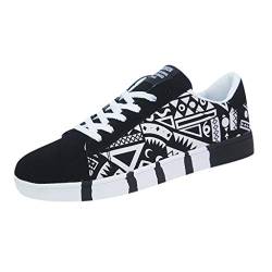 OYSOHE Herren Canvas Sneaker Lace-Up Sportschuhe Textil Turnschuhe Mode Graffiti Schuhe(43.5 EU,Weiß) von OYSOHE Herren
