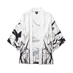 Japanische Kimono Jacke Traditioneller chinesischer Stil Kranich Druck Harajuku Männer Frauen Streetwear Sommer Kleidung Lose Yukata, #20 Weiß, XL von OYZ