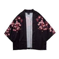 OYZ Japanische Kimono Jacke Traditioneller chinesischer Stil Kranich Druck Harajuku Männer Frauen Streetwear Sommerkleidung Lose Yukata, S-5XL, #11 Schwarz, XL von OYZ