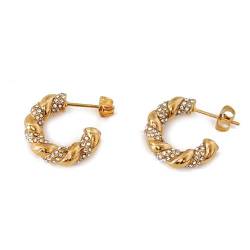 18 K Vergoldete Hoop Earrings- Damen C Hoop Earrings- Edelstahl Schmuck Damen Schmuck- Twisted Rope Chain Hoop Earring von OZ Jewels