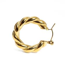 18 K Vergoldete Ohrringe für Frauen- Edelstahl Zierlich Frauen Schmuck- Twisted Chain Huggies Ohrringe- Anlaufen Frei und Wasserdicht Hoop Earring (25mm) von OZ Jewels