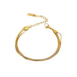 18K PVD Vergoldet Armband für Frauen - No Fade Einfache Persönlichkeit Drei Schichten Schlange Kette Edelstahlarmband für Frauen von OZ Jewels