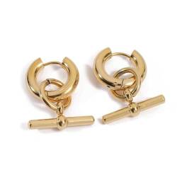 18K Vergoldete Pendel Ohrringe - Ohrringe Edelstahl Klobige für Frauen - Zarter Edelstahlschmuck für Frauen - Trendige Pendel-Creolenohrringe mit klobigem Kreis von OZ Jewels