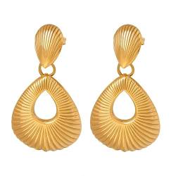 19 K Vergoldete Huggie Dangle Ohrringe - Eleganter Damenschmuck aus Edelstahl - Trendy Dangle Drop Hollow Hoop Ohrringe für Damen von OZ Jewels