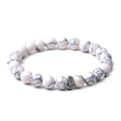 OZ Jewels Weißes Türkisstein-Armband - Heilender Glücksbringer Armreif mit 8mm Perlen - Elastischer, dehnbarer Schmuck für Frauen und Männer, Einheitsgröße von OZ Jewels