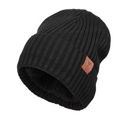 OZERO Winter Beanie Mütze,Thermo Strickmütze Laufmützen Wintermütze für Herren und Damen, 2, Schwarz(Dicker Faden) von OZERO