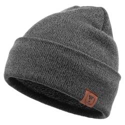 OZERO Winter Beanie Mütze,Thermo Strickmütze Laufmützen Wintermütze für Herren und Damen, Grau(Dünner Faden), 1 von OZERO