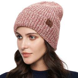 OZERO Winter Warme Beanie Mütze Strickmütze Wintermütze mit weiches Fleecefutter für Damen und Herren (Rot) von OZERO