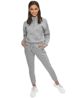 OZONEE Damen 2-Teilig Set Sweatjacke + Jogginghose Jogginganzug Sweatshirt Trainingshose Trainingsanzug Sportanzug Freizeitanzug Sport Anzug Tracksuit Fitnessanzug 777/5033DR/2 GRAU XL von OZONEE