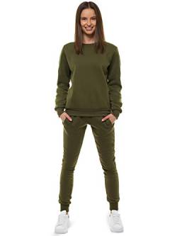 OZONEE Damen 2-Teilig Set Sweatshirt + Jogginghose Jogginganzug Pullover Trainingshose Trainingsanzug Sportanzug Freizeitanzug Sport Anzug Tracksuit Fitnessanzug Rundhals 777/7129DR/29 KHAKI L von OZONEE