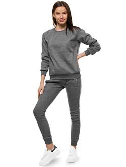 OZONEE Damen 2-Teilig Set Sweatshirt + Jogginghose Jogginganzug Pullover Trainingshose Trainingsanzug Sportanzug Freizeitanzug Sport Anzug Tracksuit Fitnessanzug Rundhals 777/7129DR/5 DUNKELGRAU S von OZONEE