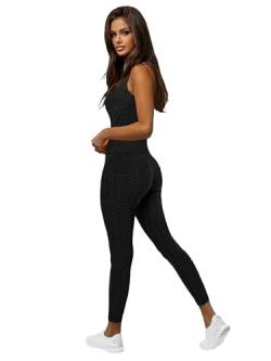 OZONEE Damen 2-Teilig Set Tank Top + Leggings Jogginganzug Trainingsanzug Sportleggings Sportanzug Freizeitanzug Sport Anzug Hausanzug Fitness Tracksuit Fitnessanzug JS/YW88037Z/1 SCHWARZ M von OZONEE