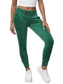 OZONEE Damen Jogginghose Hose Trainingshose Sporthose Freizeithose Motiv Damenhose Fitnesshose Sweathose Sweatpants Joggpants Fußballhose 777/5531S GRÜN XL von OZONEE